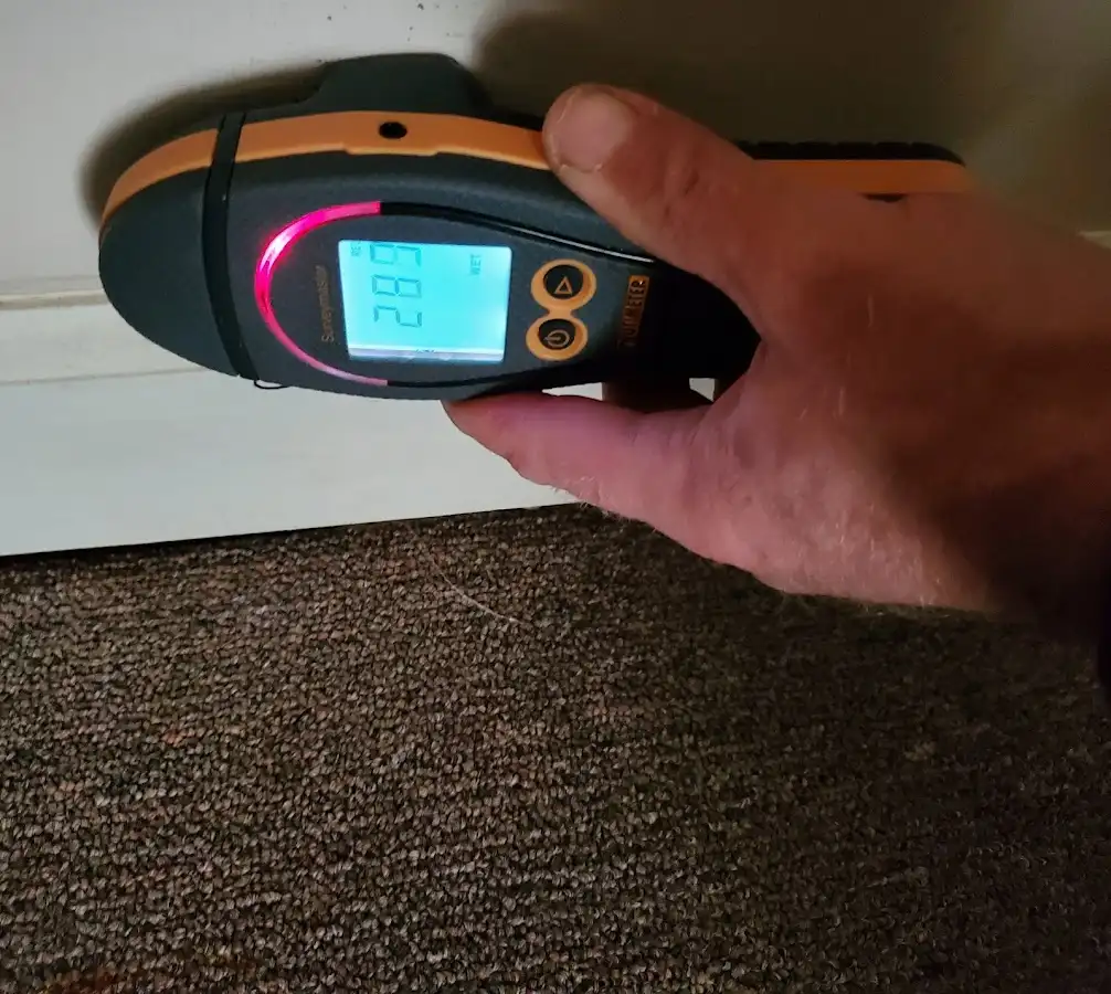 Moisture detection at baseboard during Burst Pipe Cleanup in Hudson